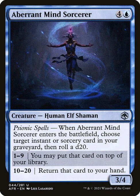 Aberrant Mind Sorcerer, carta Magic di tipo Creature — Human Elf Shaman Sorcerer illustrata da Lius Lasahido