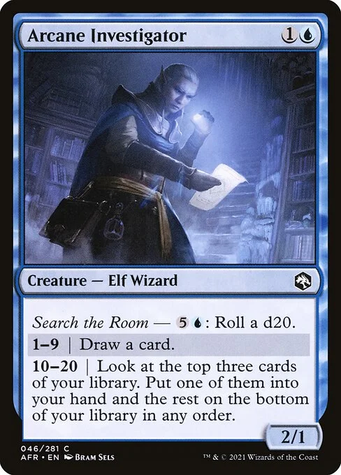 Arcane Investigator, carta Magic di tipo Creature — Elf Wizard illustrata da Bram Sels