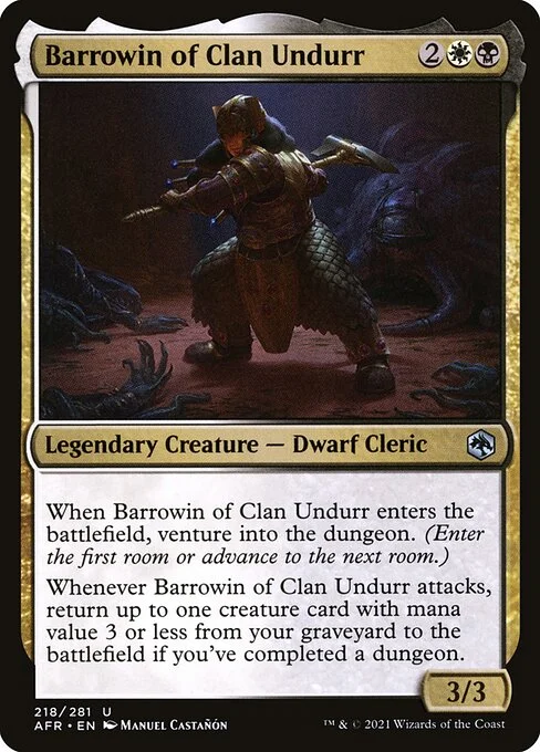 Barrowin of Clan Undurr, carta Magic di tipo Legendary Creature — Dwarf Cleric illustrata da Manuel Castañón