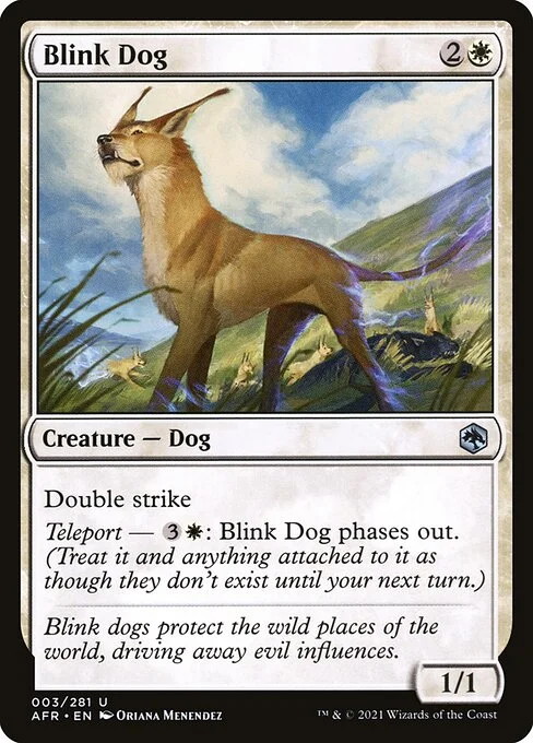 Blink Dog, carta Magic di tipo Creature — Dog illustrata da Oriana Menendez