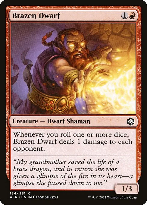 Brazen Dwarf, carta Magic di tipo Creature — Dwarf Shaman illustrata da Gabor Szikszai