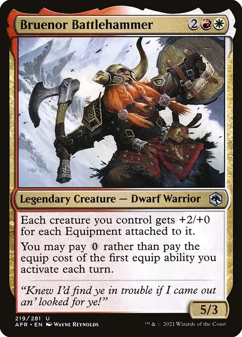 Bruenor Battlehammer, carta Magic di tipo Legendary Creature — Dwarf Warrior illustrata da Wayne Reynolds