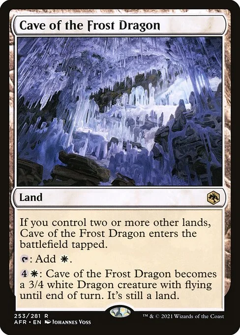 Cave of the Frost Dragon, carta Magic di tipo Land illustrata da Johannes Voss