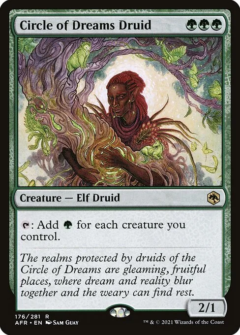 Circle of Dreams Druid, carta Magic di tipo Creature — Elf Druid illustrata da Sam Guay