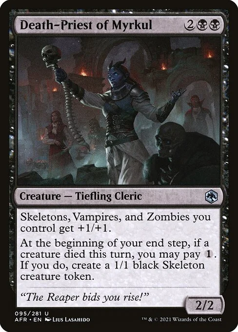 Death-Priest of Myrkul, carta Magic di tipo Creature — Tiefling Cleric illustrata da Lius Lasahido