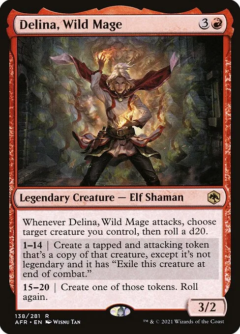 Delina, Wild Mage, carta Magic di tipo Legendary Creature — Elf Shaman illustrata da Wisnu Tan