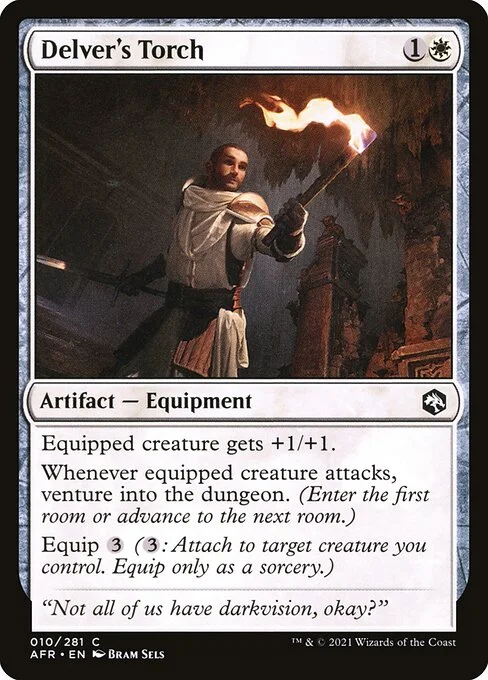 Delver's Torch, carta Magic di tipo Artifact — Equipment illustrata da Bram Sels