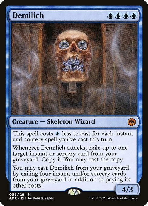Demilich, carta Magic di tipo Creature — Skeleton Wizard illustrata da Daniel Zrom