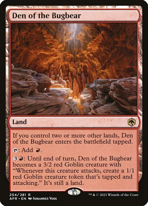 Den of the Bugbear, carta Magic di tipo Land illustrata da Johannes Voss