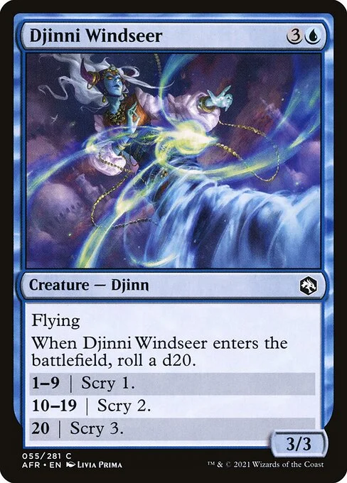Djinni Windseer, carta Magic di tipo Creature — Djinn illustrata da Livia Prima