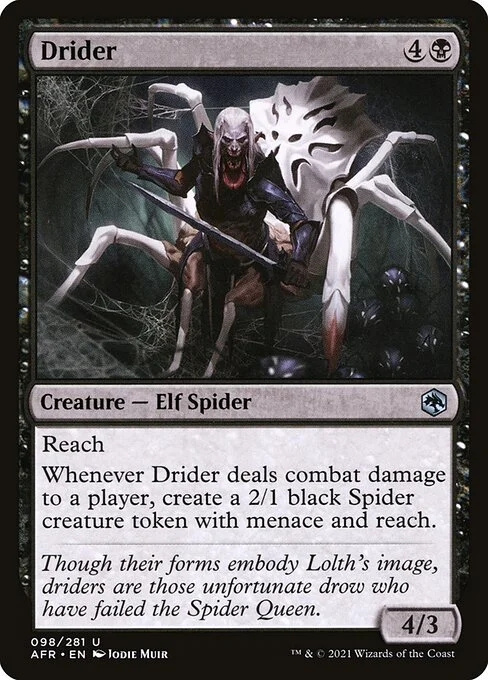 Drider, carta Magic di tipo Creature — Elf Spider illustrata da Jodie Muir