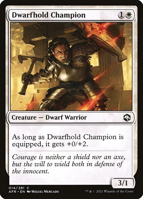 Dwarfhold Champion, carta Magic di tipo Creature — Dwarf Warrior illustrata da Miguel Mercado