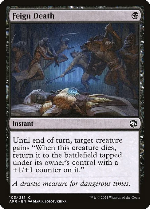 Feign Death, carta Magic di tipo Instant illustrata da Maria Zolotukhina