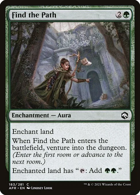 Find the Path, carta Magic di tipo Enchantment — Aura illustrata da Lindsey Look