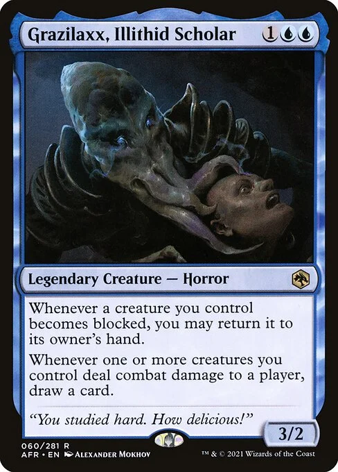 Grazilaxx, Illithid Scholar, carta Magic di tipo Legendary Creature — Horror illustrata da Alexander Mokhov