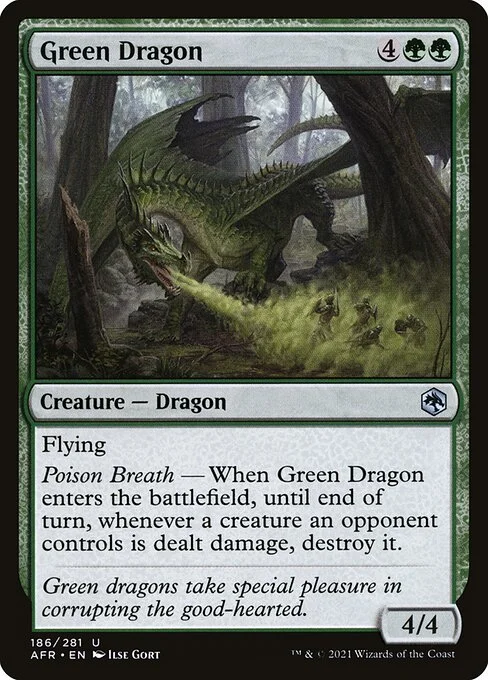 Green Dragon, carta Magic di tipo Creature — Dragon illustrata da Ilse Gort