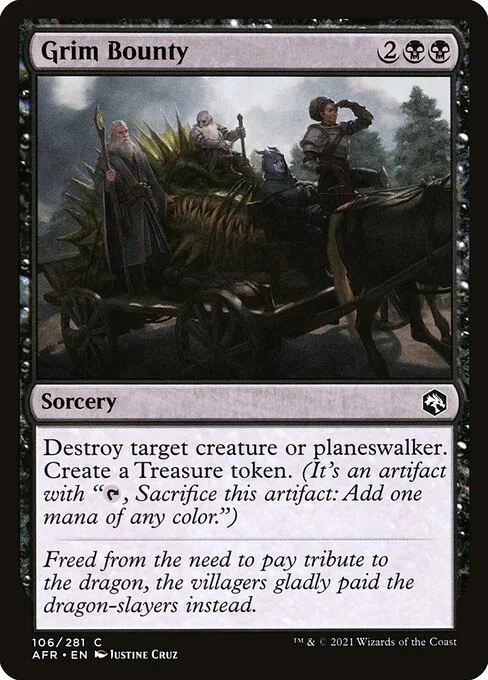 Grim Bounty, carta Magic di tipo Sorcery illustrata da Justine Cruz