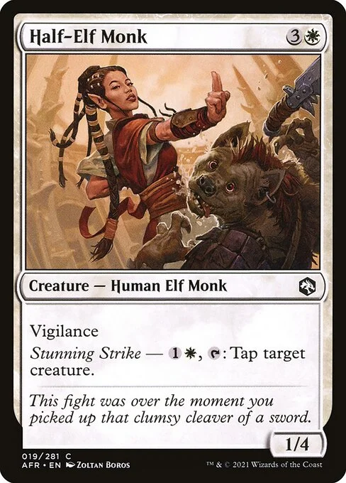 Half-Elf Monk, carta Magic di tipo Creature — Human Elf Monk illustrata da Zoltan Boros