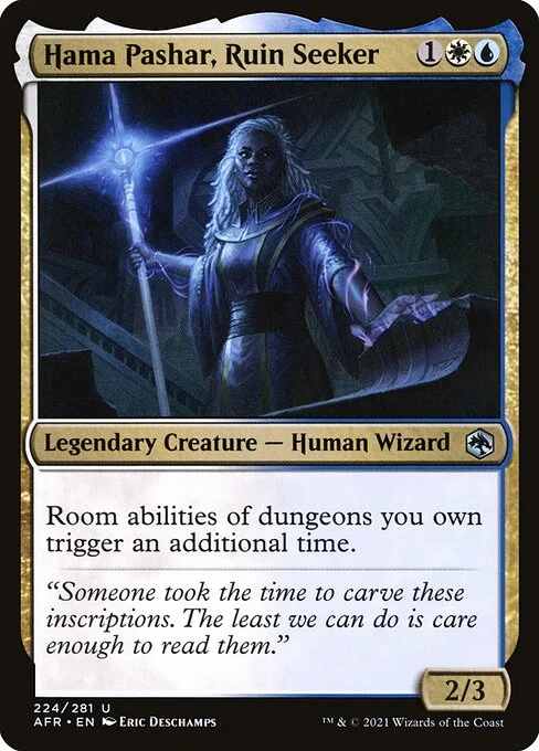 Hama Pashar, Ruin Seeker, carta Magic di tipo Legendary Creature — Human Wizard illustrata da Eric Deschamps