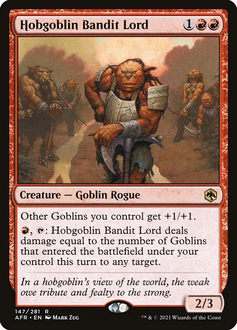 Hobgoblin Bandit Lord, carta Magic di tipo Creature — Goblin Rogue illustrata da Mark Zug
