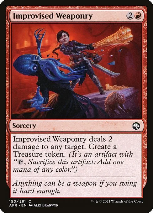 Improvised Weaponry, carta Magic di tipo Sorcery illustrata da Alix Branwyn