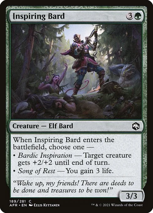 Inspiring Bard, carta Magic di tipo Creature — Elf Bard illustrata da Eelis Kyttanen