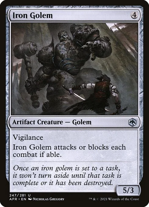 Iron Golem, carta Magic di tipo Artifact Creature — Golem illustrata da Nicholas Gregory