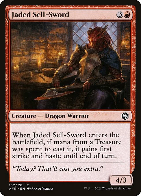 Jaded Sell-Sword, carta Magic di tipo Creature — Dragon Warrior illustrata da Randy Vargas