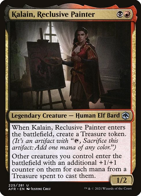 Kalain, Reclusive Painter, carta Magic di tipo Legendary Creature — Human Elf Bard illustrata da Justine Cruz