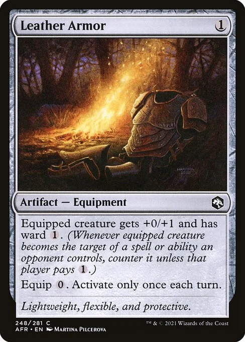 Leather Armor, carta Magic di tipo Artifact — Equipment illustrata da Martina Pilcerova