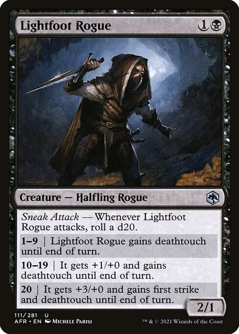 Lightfoot Rogue, carta Magic di tipo Creature — Halfling Rogue illustrata da Michele Parisi