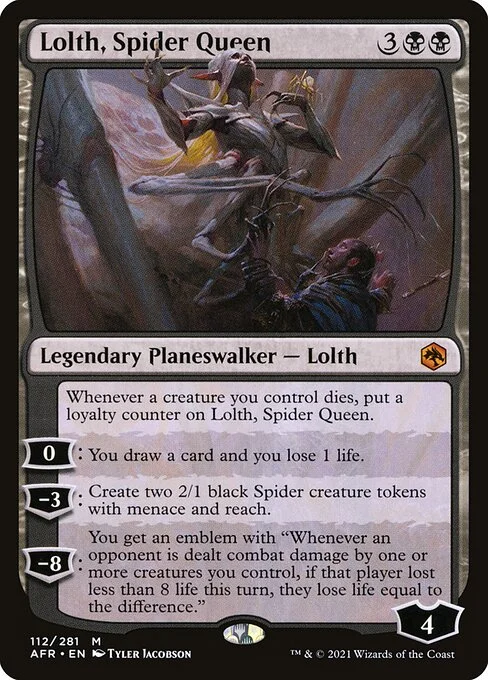 Lolth, Spider Queen, carta Magic di tipo Legendary Planeswalker — Lolth illustrata da Tyler Jacobson