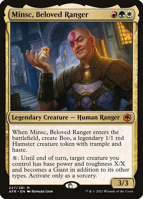 Minsc, Beloved Ranger, carta Magic di tipo Legendary Creature — Human Ranger illustrata da Howard Lyon