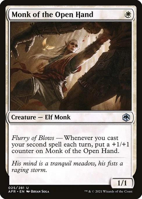 Monk of the Open Hand, carta Magic di tipo Creature — Elf Monk illustrata da Bryan Sola