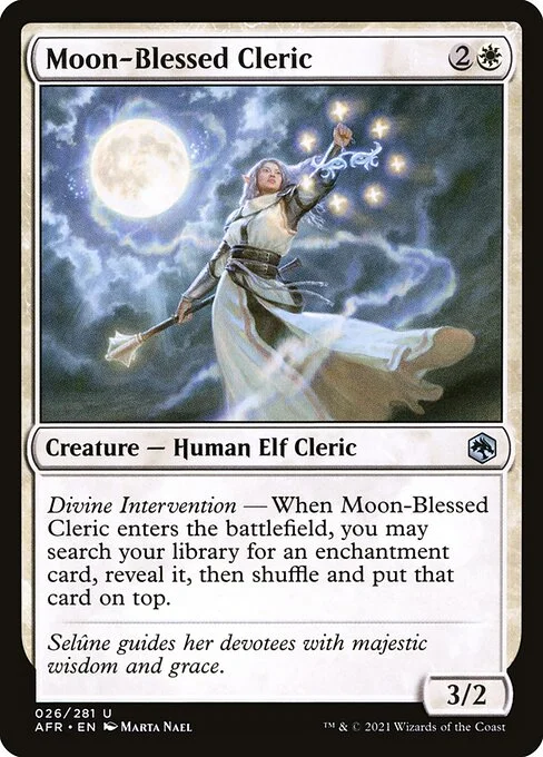 Moon-Blessed Cleric, carta Magic di tipo Creature — Human Elf Cleric illustrata da Marta Nael