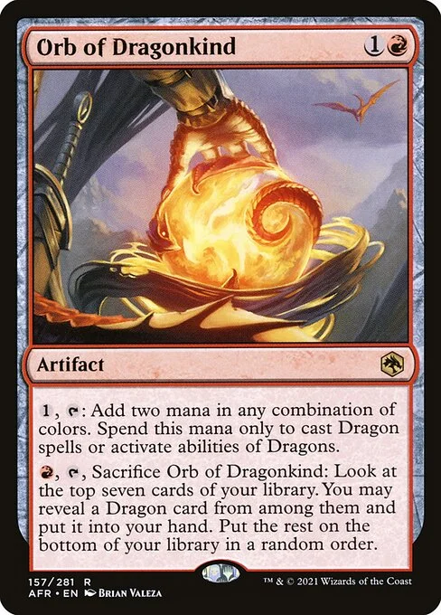 Orb of Dragonkind, carta Magic di tipo Artifact illustrata da Brian Valeza