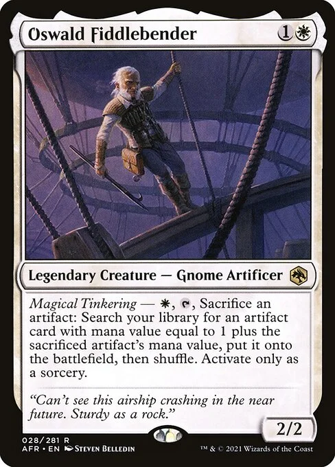 Oswald Fiddlebender, carta Magic di tipo Legendary Creature — Gnome Artificer illustrata da Steven Belledin