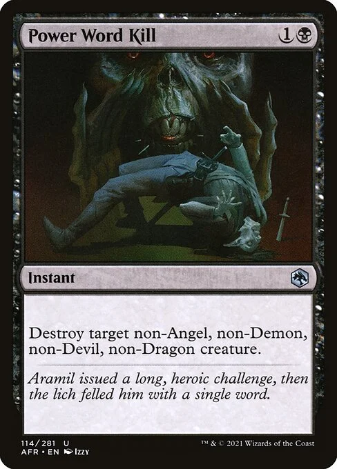 Power Word Kill, carta Magic di tipo Instant illustrata da Izzy