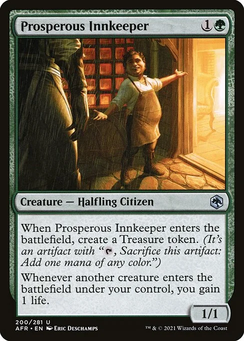 Prosperous Innkeeper, carta Magic di tipo Creature — Halfling Citizen illustrata da Eric Deschamps
