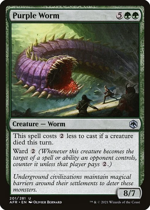 Purple Worm, carta Magic di tipo Creature — Worm illustrata da Olivier Bernard