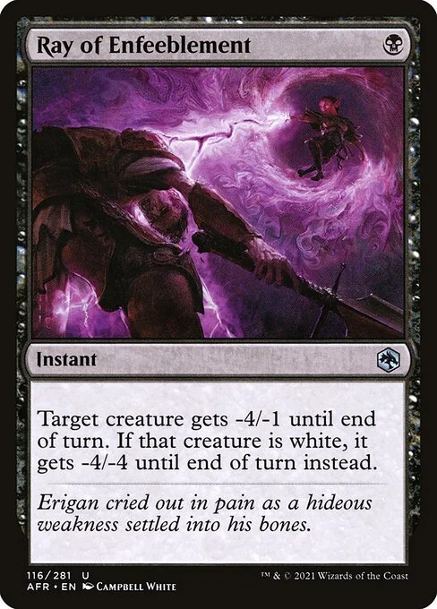 Ray of Enfeeblement, carta Magic di tipo Instant illustrata da Campbell White