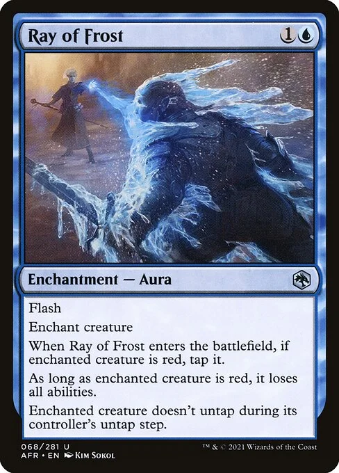 Ray of Frost, carta Magic di tipo Enchantment — Aura illustrata da Kim Sokol
