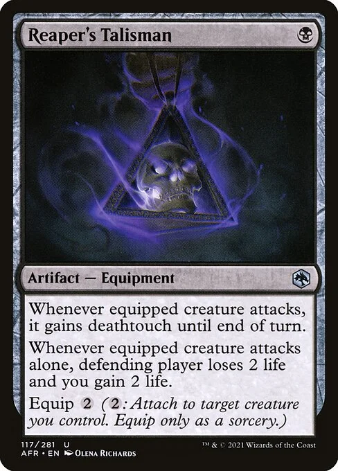 Reaper's Talisman, carta Magic di tipo Artifact — Equipment illustrata da Olena Richards