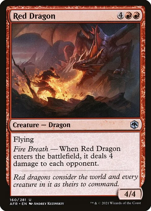 Red Dragon, carta Magic di tipo Creature — Dragon illustrata da Andrey Kuzinskiy