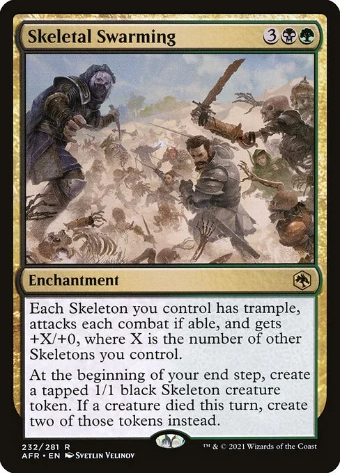Skeletal Swarming, carta Magic di tipo Enchantment illustrata da Svetlin Velinov