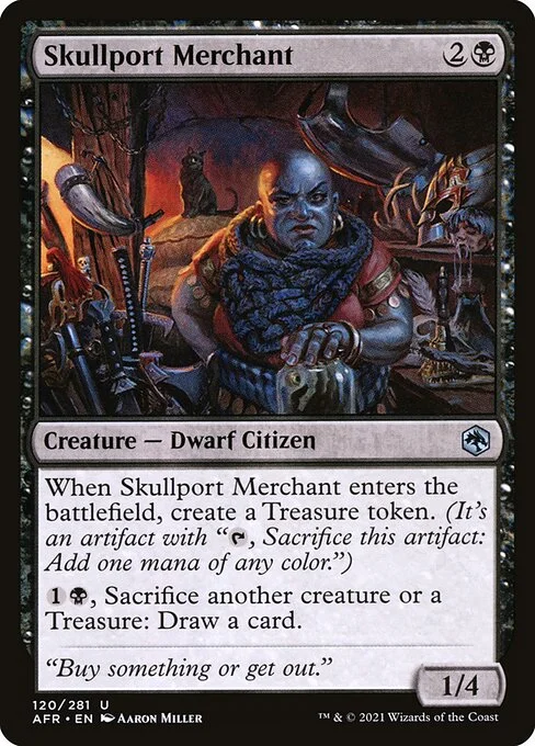 Skullport Merchant, carta Magic di tipo Creature — Dwarf Citizen illustrata da Aaron Miller