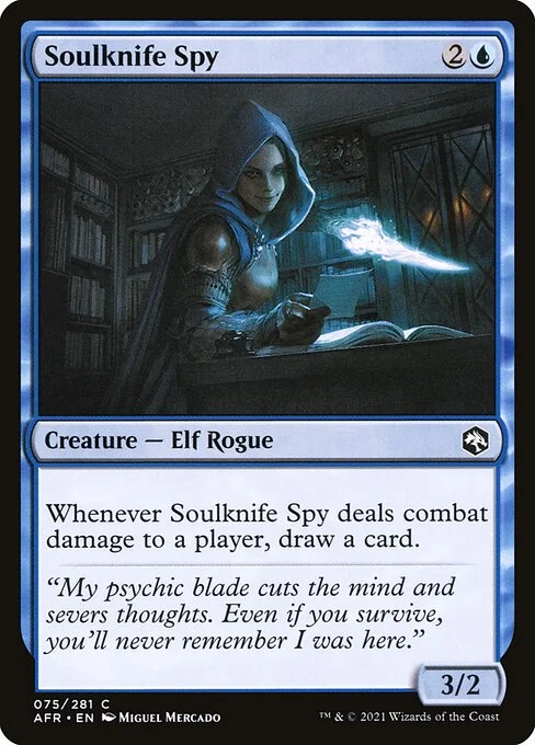 Soulknife Spy, carta Magic di tipo Creature — Elf Rogue illustrata da Miguel Mercado