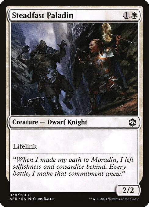 Steadfast Paladin, carta Magic di tipo Creature — Dwarf Knight illustrata da Chris Rallis