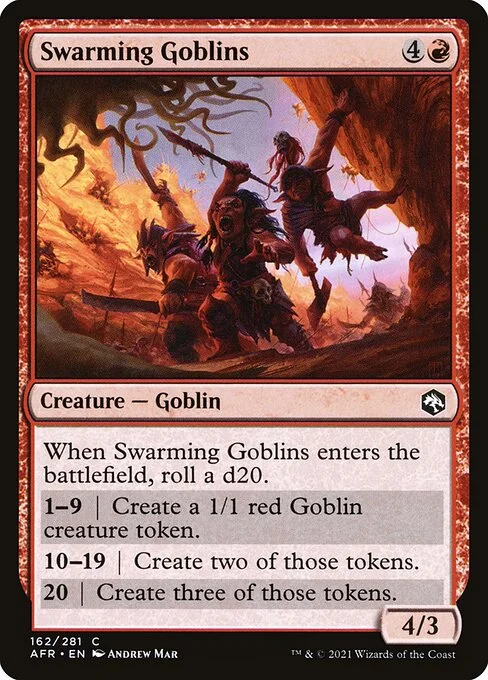 Swarming Goblins, carta Magic di tipo Creature — Goblin illustrata da Andrew Mar