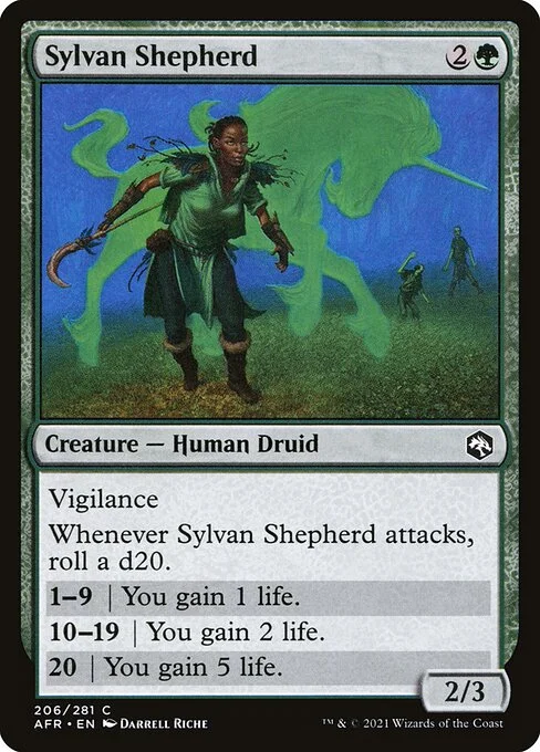 Sylvan Shepherd, carta Magic di tipo Creature — Human Druid illustrata da Darrell Riche